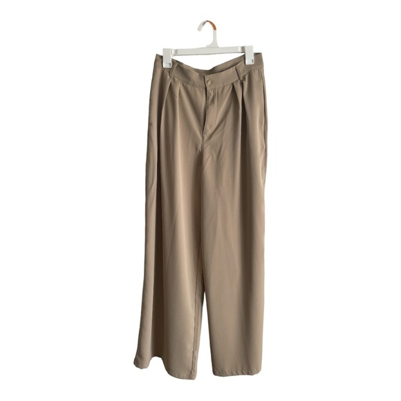 SHEIN HIGH WAIST WIDE LEG KHAKI PANTS SIZE 1LG / 1MED. - Picture 4 of 6